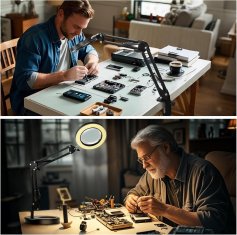 Nikcorp Povećalo sa svjetlom i stalkom, 10x optičko staklo, LED lampa s 3 boje i 10 razina svjetline, 2u1 baza i stezaljka, 58 cm