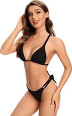 Nikcorp Elegantni crni bikini kupaći kostim s podesivim trokutastim gornjim dijelom za plažu i bazen, brzo sušeći materijal, crni, M