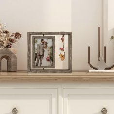 Nikcorp Drveni okvir za slike 10x15 cm, rotirajući rustikalni stalak s vazom, dvostrani HD stakleni okvir za stol, prirodno drvo