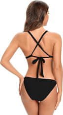 Nikcorp Elegantni crni bikini kupaći kostim s podesivim trokutastim gornjim dijelom za plažu i bazen, brzo sušeći materijal, crni, M