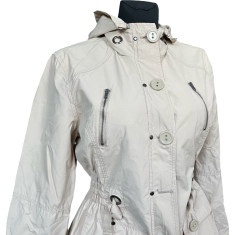 Nikcorp Ženski kaput elegantan i udoban za prijelazno razdoblje, dugi kroj za proljeće i jesen, pamuk i poliamid, bijeli S