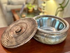 Nikcorp Drveni grijač za tortilje i roti, ručno izrađen, za održavanje topline, posuda za posluživanje palačinki, prirodno drvo manga, 22x8 cm