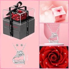 Nikcorp Poklon set za mamu Vječna ruža s ogrlicom i naušnicama, kutija za nakit, idealan poklon za Majčin dan, rođendan, crvena