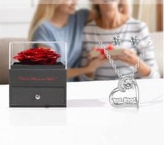 Nikcorp Poklon set za mamu Vječna ruža s ogrlicom i naušnicama, kutija za nakit, idealan poklon za Majčin dan, rođendan, crvena