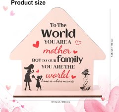 Nikcorp Drvena ploča za mamu u obliku kuće, idealan poklon za Majčin dan, ručni rad s natpisima na engleskom, 21x19 cm