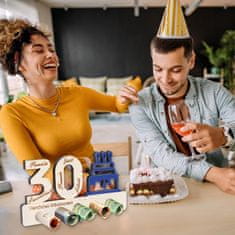 Nikcorp Poklon za 30. rođendan drvena ploča, kreativni novčani dar i knjiga gostiju s gravurom, laserski rezano drvo 11,2x22 cm