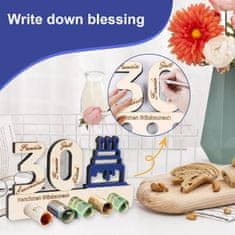 Nikcorp Poklon za 30. rođendan drvena ploča, kreativni novčani dar i knjiga gostiju s gravurom, laserski rezano drvo 11,2x22 cm