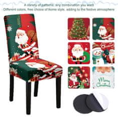 Nikcorp Elastična božićna presvlaka za stolicu, zaštitna navlaka za blagovaonicu, rastezljiva s motivom Djeda Božićnjaka i pahuljica