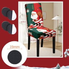 Nikcorp Elastična božićna presvlaka za stolicu, zaštitna navlaka za blagovaonicu, rastezljiva s motivom Djeda Božićnjaka i pahuljica