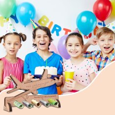 Nikcorp Drveni avion s gravurom, originalan poklon za rođendan, stalak za novac s 5 rupa, personalizirana dekoracija, 20x12 cm