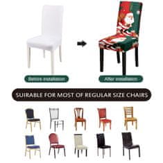 Nikcorp Elastična božićna presvlaka za stolicu, zaštitna navlaka za blagovaonicu, rastezljiva s motivom Djeda Božićnjaka i pahuljica