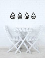 Nikcorp Zidna dekoracija 4 elementa, drveni ukras za zid Četiri elementa, laserski rezana slika za dnevni boravak, spavaću sobu, crna, 82x20 cm