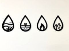 Nikcorp Zidna dekoracija 4 elementa, drveni ukras za zid Četiri elementa, laserski rezana slika za dnevni boravak, spavaću sobu, crna, 82x20 cm