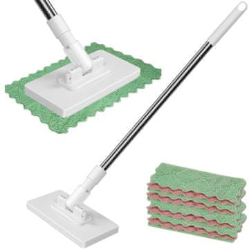 HOME & MARKER® Učinkovita mop krpa za čišćenje s 4 perive krpe i produženom drškom 100 cm | SWEEPI