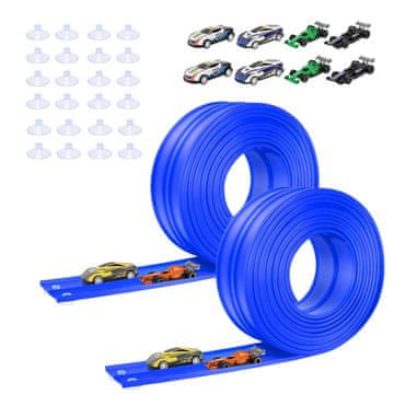 JOJOY® Staza za autiće s 4 autića, dječja utrkivačka staza 2 X 5 m, automobilska trkaća pista | B2LUETURBO