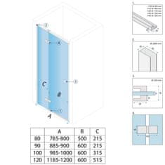 REA Tuš vrata Rea Atlas 100 Brush Gold