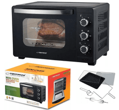 Esperanza Električna pećnica NAPOLI, 25L, konv., pečenje, 1600W, crna