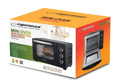 Esperanza Električna pećnica NAPOLI, 25L, konv., pečenje, 1600W, crna