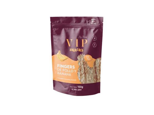 VIP Snacks Fingers priboljški za pse, piščanec in banana, 150g