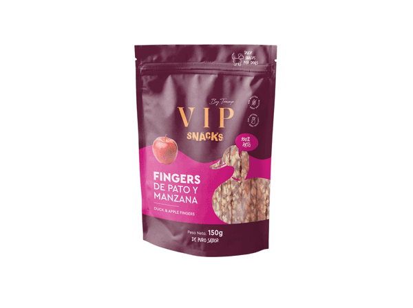 VIP Snacks Fingers priboljški za pse, raca in jabolko, 150g