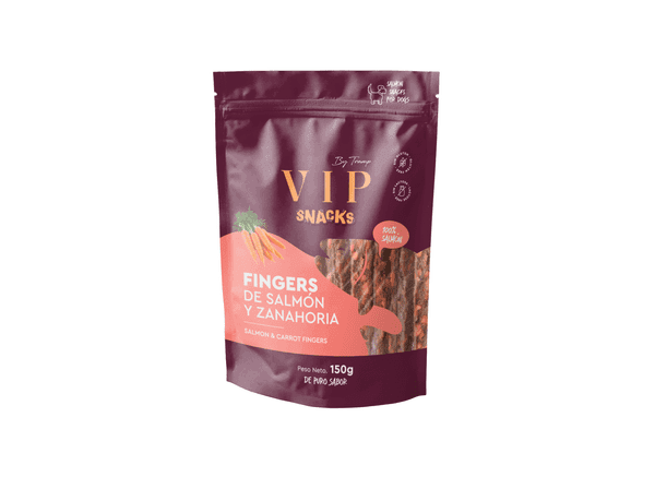 VIP Snacks Fingers priboljški za pse, losos in korenje, 150g