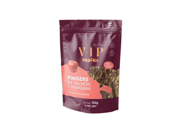 VIP Snacks Fingers priboljški za pse, losos in jabolko, 150g