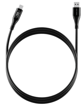 Mobile-origin CB1 polnilni in podatkovni kabel, USB-C na USB-A, 66 W, 1,5 m, črn