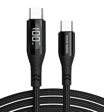 Mobile-origin CB2 kabel za punjenje i prijenos podataka, USB-C na USC-C, 100 W, 1,5 m, crni