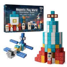 JOJOY® Magnetski set za gradnju 106 kom, STEM edukativne 3D kocke za djecu 3+ | MAGSET, svemir