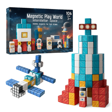 JOJOY® Magnetski set za gradnju 106 kom, STEM edukativne 3D kocke za djecu 3+ (svemir/dinosaur) | MAGSET