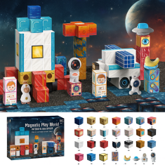 JOJOY® Magnetski set za gradnju 106 kom, STEM edukativne 3D kocke za djecu 3+ | MAGSET, svemir