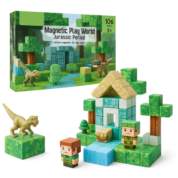 JOJOY® Magnetski set za gradnju 106 kom, STEM edukativne 3D kocke za djecu 3+ (svemir/dinosaur) | MAGSET