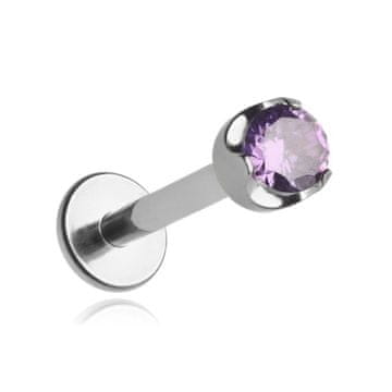 Titan labret naušnica s ljubičastim kristalom 1,2/6/3,5