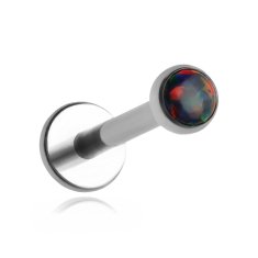 Titanski labret naušnica s crnim opalom, srebrna OP33 1,2/8/3