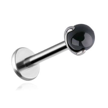 Titanový labret s crnim ahatom 1,2/8/3