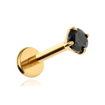 Titan labret zlatni s crnim cirkonijem 1,2/8/2