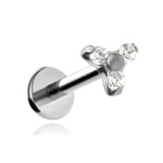 Titanski labret s tri bijela cirkona 1,2/8/4