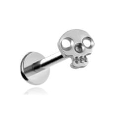 Tytanowa czaszka labret srebrna 1,2/6