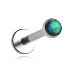 Titanski labret s tamnozelenim opalom OP13 - srebrni 1,2/8/3