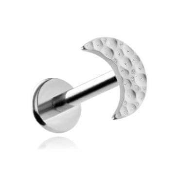 Titanski labret naušnica mjesec srebrna za heliks i conch, 1,2/6 mm