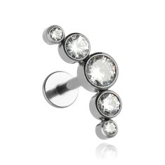 Tytanowy labret cluster s bijelim cirkonijima - srebrni 1,2/8