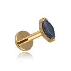 Titanski labret zlatna suzica s crnim cirkonijem 1,2/6