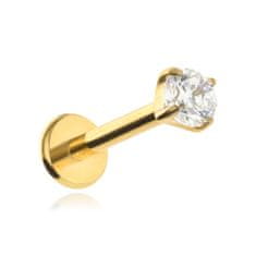 Titanski labret zlatni s bijelim cirkonom 1,2/6/3