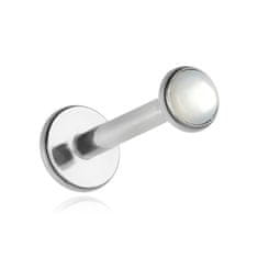 Tytanov labret s biserovom masom - srebrni 1,2/8/3