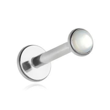 Tytanov labret s biserovom masom - srebrni 1,2/8/3