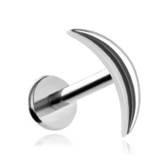 Titanski labret naušnica mjesec, srebrna, 1,2/6