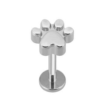 Titanova naušnica za uho labret srebrna šapica helix conch 1,2/8