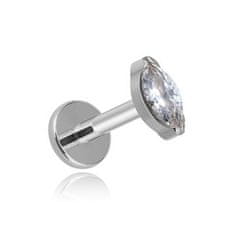 Titanski labret, srebrna suzica s bijelim cirkonijem 1,2/6