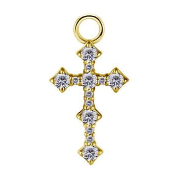 Charms - CoCr NF - pozlaćeni križić - PREMIUM ZIRCONIA - D-035