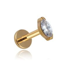Titanski labret zlatna suzica s bijelim cirkonijem 1,2/8